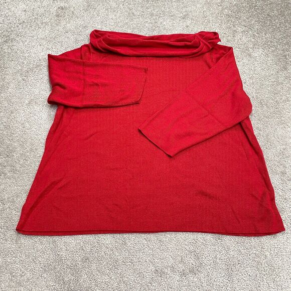 Requirements Acrylic Cowl Neck Pullover Sweater Womens Plus 2X Red Ribbed Knit - Picture 2 of 12